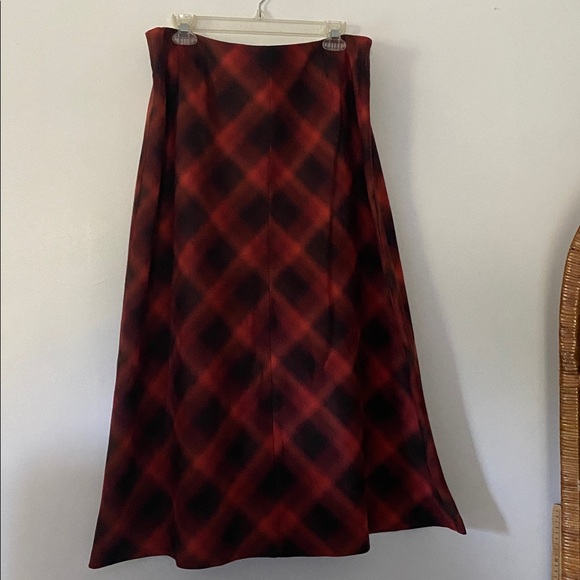 Plaid brick Red black shadow plaid maxi Skirt size 18 xl Chadwick’s - Picture 1 of 10